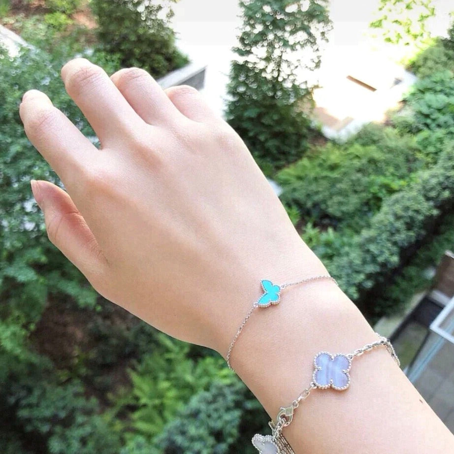 [Elitejewels]BUTTERFLY TURQUOISE BUTTERFLY BRACELET SILVER