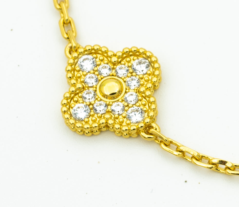 [Elitejewels]CLOVER BRACELET 5 MOTIFS GOLD DIAMOND