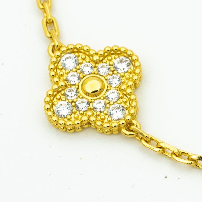 [Elitejewels]CLOVER BRACELET 5 MOTIFS GOLD DIAMOND