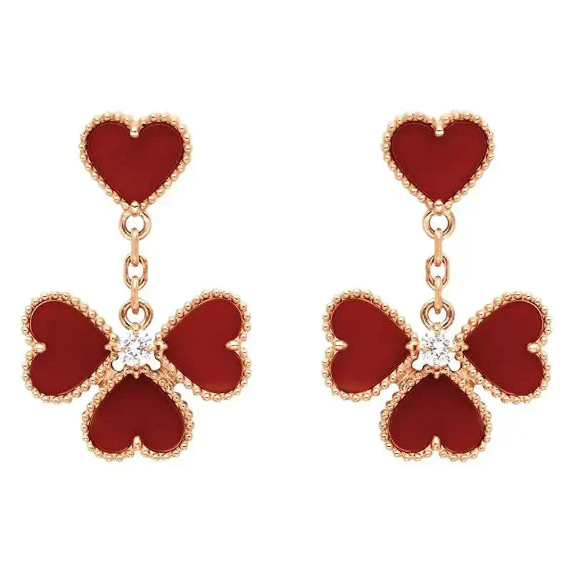 [Elitejewels]SWEET CLOVER CARNELIAN EARRINGS