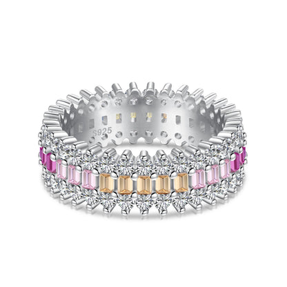 [Elitejewels]Ornate Colorful Radiant Cut Daily Ring