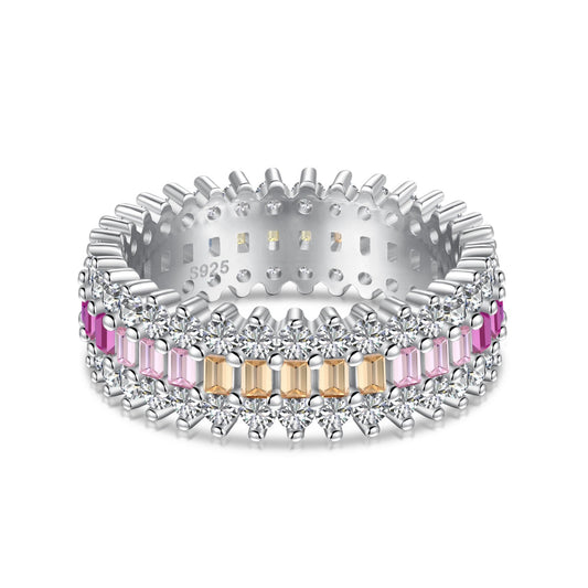 [Elitejewels] Verzierter farbenfroher Ring im Radiantschliff