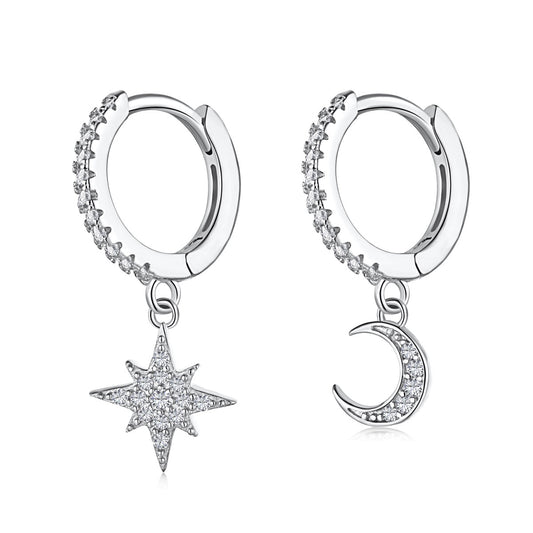 [Elitejewels]Asymmetrische Ohrringe mit Stern und Mond