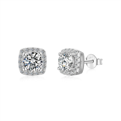 [Elitejewels]Classic Round Center Stone Stud Earrings