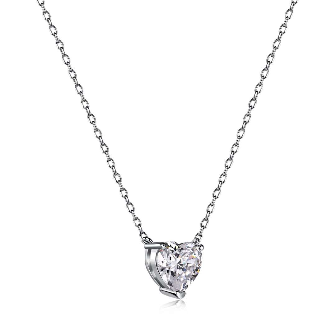 [Elitejewels]Heart Shape Main Stone Pendant Collarbone Necklace