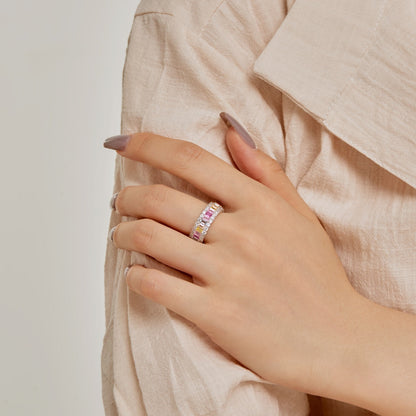 [Elitejewels]Dainty Colorful Radiant Cut Daily Ring