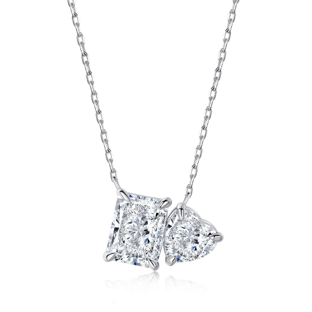 [Elitejewels]Dazzling Square & Heart Shape Necklace