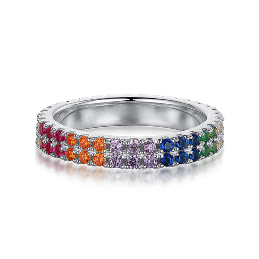 [Elitejewels]Unique Colorful Round Cut Tennis Ring