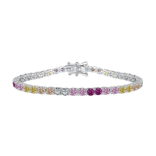 [Elitejewels]Radiant Colorful Round Cut Tennis Bracelet