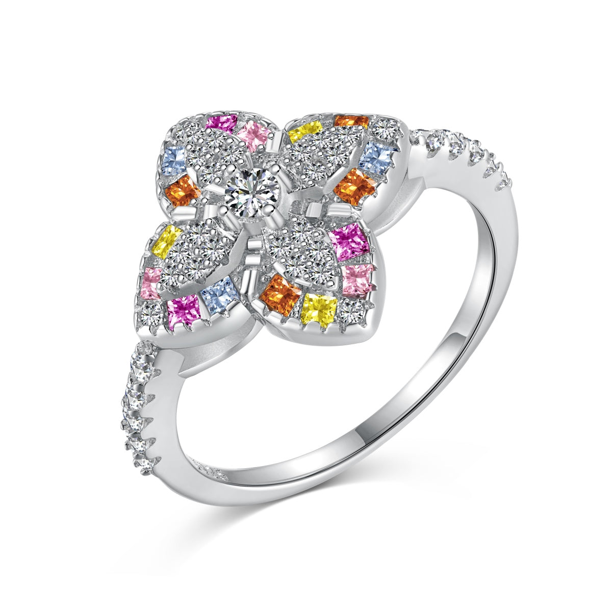 [Elitejewels]Luxuriöser bunter Bankettring in Blumenform