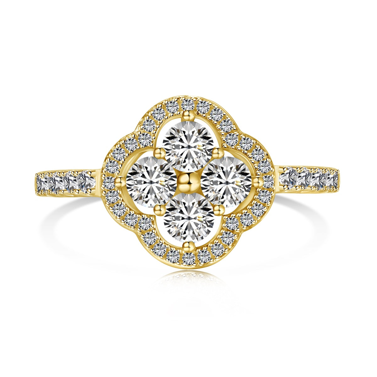 [Elitejewels]Four Leaf Clover Flower Design Ring