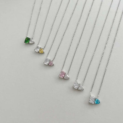 [Elitejewels]Dazzling Square & Heart Shape Necklace