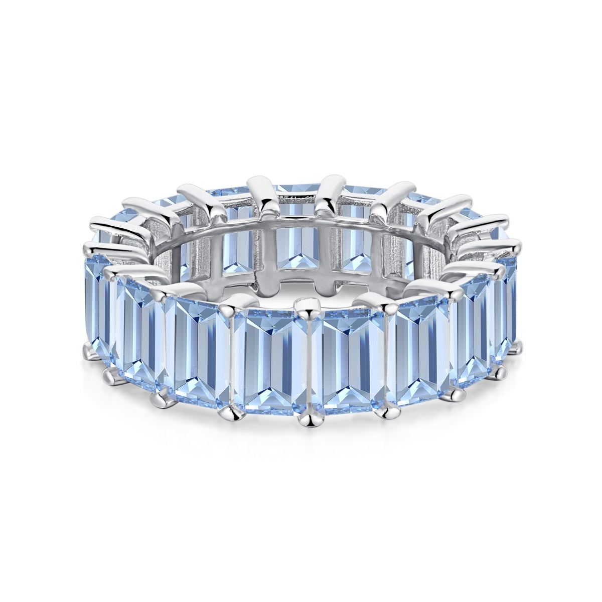 [Elitejewels]Eleganter Tennisring im Smaragdschliff, 0,75 Karat