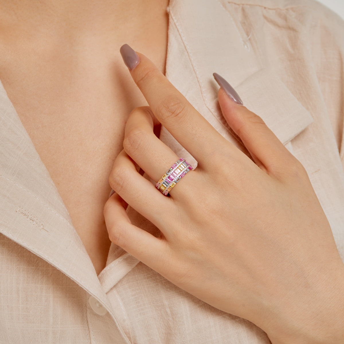 [Elitejewels]Dazzling Colorful Radiant Cut Party Ring