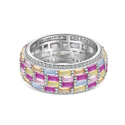 [Elitejewels]Radiant Colorful Radiant Cut Daily Ring