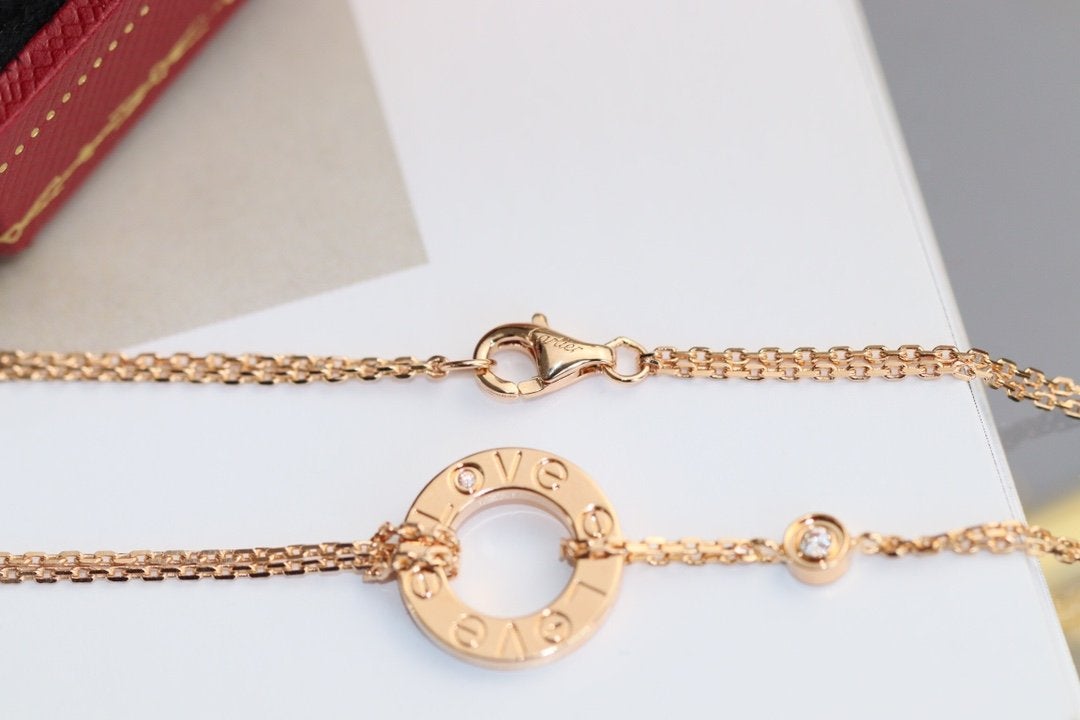 [Elitejewels] LIEBE HALSKETTE VERSTELLBAR ROSÉGOLD 2 DIAMANTEN 