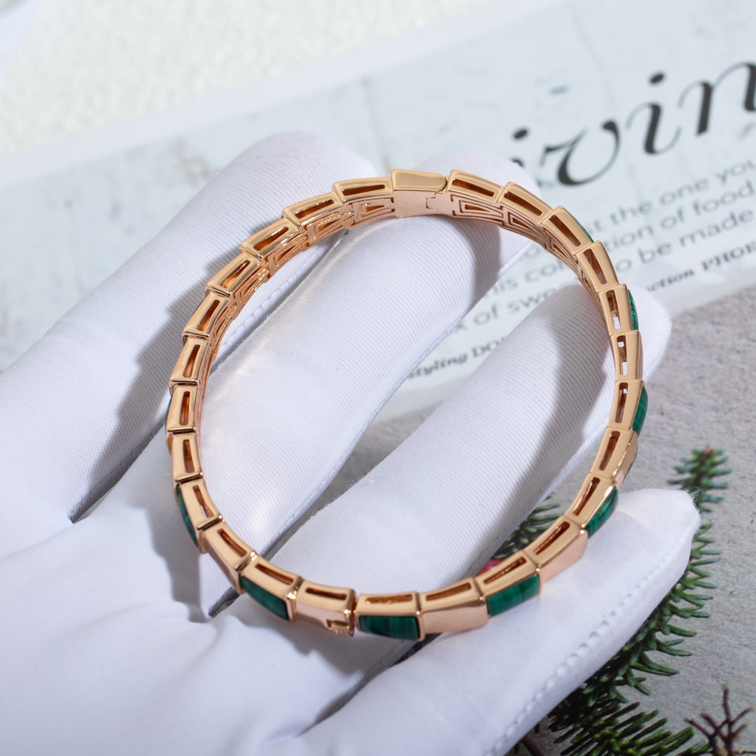 [Elitejewels]SERPENTI BRACELET PINK GOLD MALACHITE