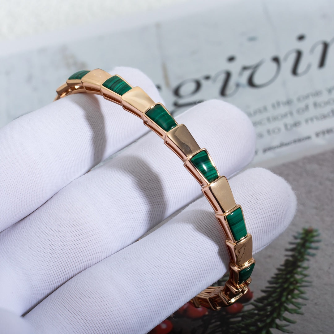 [Elitejewels]SERPENTI BRACELET PINK GOLD MALACHITE