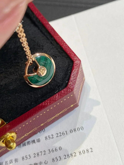 [Elitejewels]AMULETTE ROSE GOLD MALACHITE NECKLACE