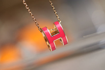 [Elitejewels]POP H PEDANT PINK GOLD