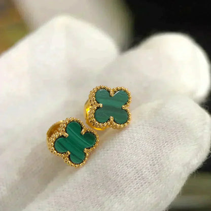 [Elitejewels]CLOVER MINI 9,5 MM MALACHIT OHRRINGE