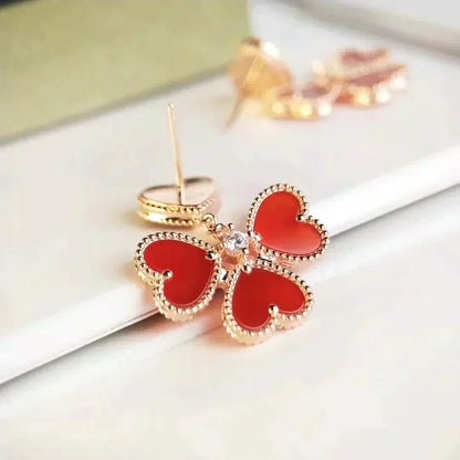 [Elitejewels]SWEET CLOVER CARNELIAN EARRINGS