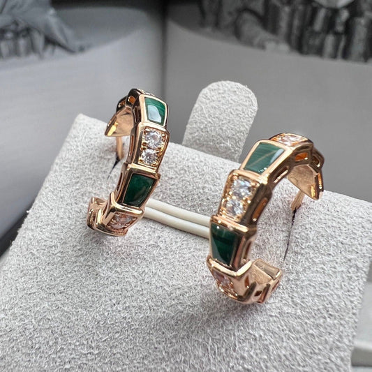 [Elitejewels] OHRRINGE AUS SERPENTI-MALACHIT-ROSAGOLD