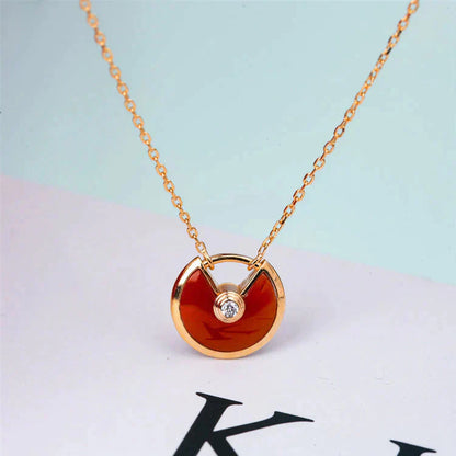 [Elitejewels]AMULETTE GOLD CARNELIAN ONYX NECKLACE