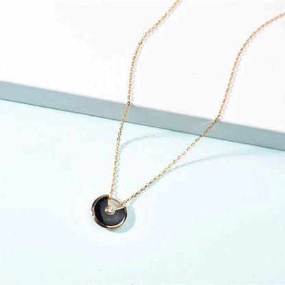 [Elitejewels]AMULETTE GOLD CARNELIAN ONYX NECKLACE