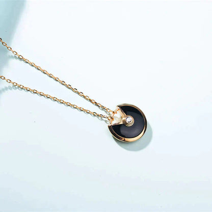 [Elitejewels]AMULETTE GOLD CARNELIAN ONYX NECKLACE