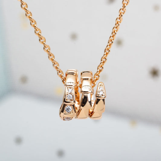 [Elitejewels]SERPENTI PINK GOLD NECKLACE DIAMOND