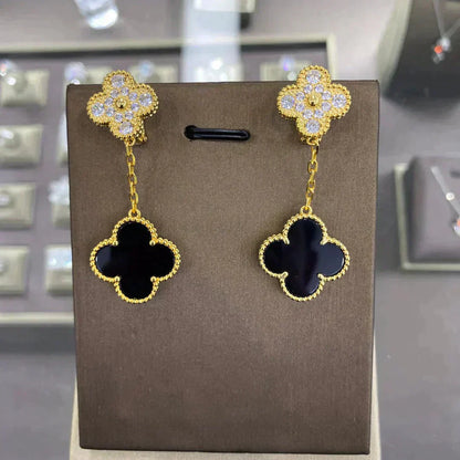 [Elitejewels]CLOVER  2 MOTIFS  DIAMOND  EARRINGS (MULTIPLE CHOICESç´