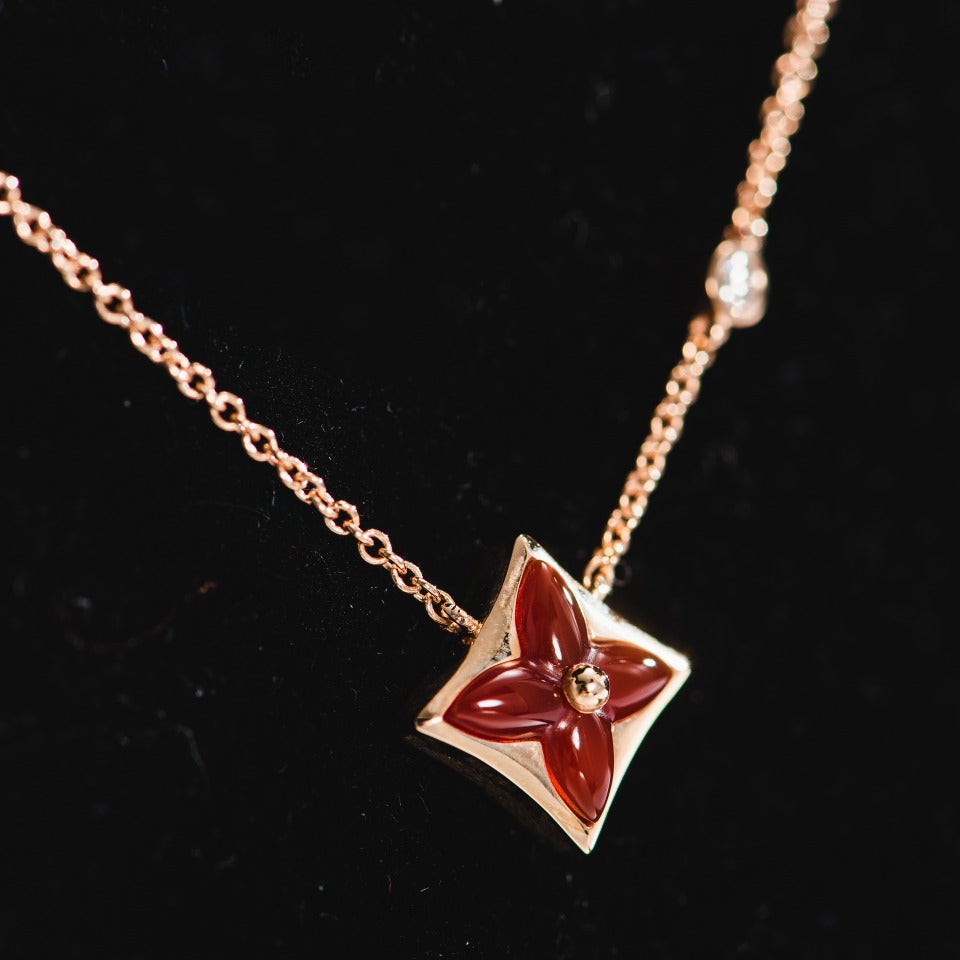 [Elitejewels]STAR NECKLACE PINK GOLD 1 DIAMOND