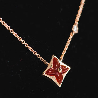 [Elitejewels]STAR NECKLACE PINK GOLD 1 DIAMOND