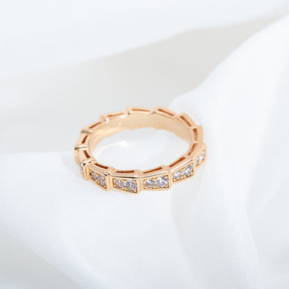 [Elitejewels]SERPENTI RING PINK GOLD DIAMOND PAVED 3MM