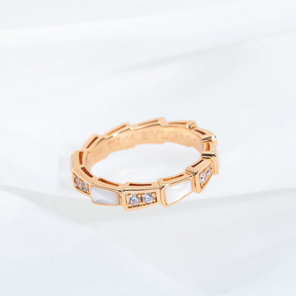 [Elitejewels]SERPENTI RING PINK GOLD DIAMOND MOP 3MM