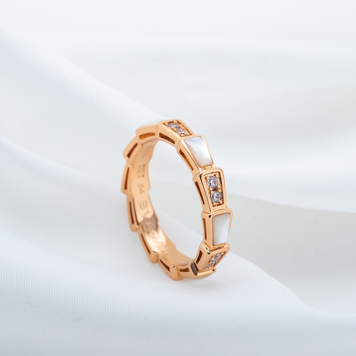 [Elitejewels]SERPENTI RING PINK GOLD DIAMOND MOP 3MM