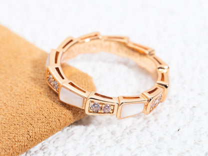 [Elitejewels]SERPENTI RING PINK GOLD DIAMOND MOP 3MM