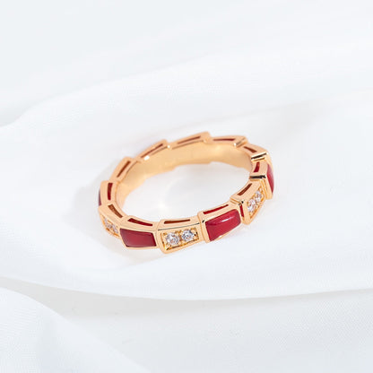 [Elitejewels]SERPENTI RING ROTGOLD KARNEOL DIAMANT 3MM