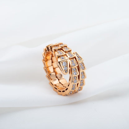 [Elitejewels]SERPENTI RING PINK GOLD DIAMOND DOUBLE ROW