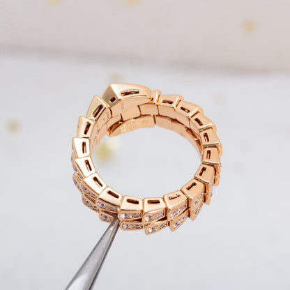 [Elitejewels]SERPENTI RING PINK GOLD DIAMOND DOUBLE ROW