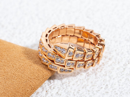 [Elitejewels]SERPENTI RING PINK GOLD DIAMOND DOUBLE ROW