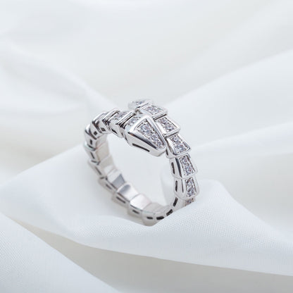 [Elitejewels]SERPENTI RING SILVER DIAMOND PAVED 4MM