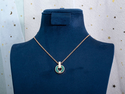 [Elitejewels]GARI NECKLACE PINK GOLD MALACHITE