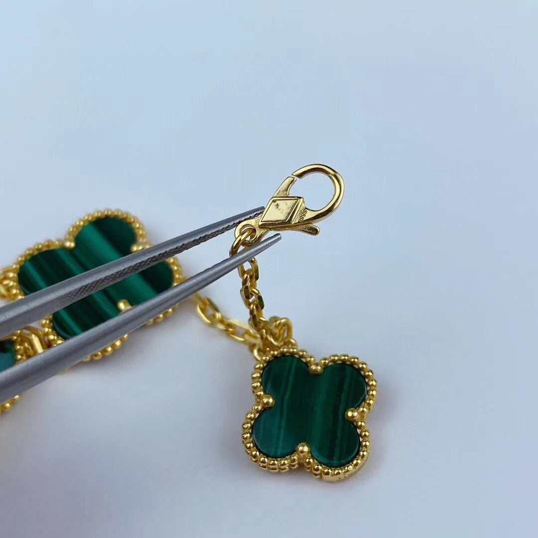 [Elitejewels]MAGIC CLOVER MALACHITE GOLD BRACELET 5 MOTIFS