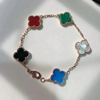 [Elitejewels]クローバー 5モチーフ マルチカラーブレスレット