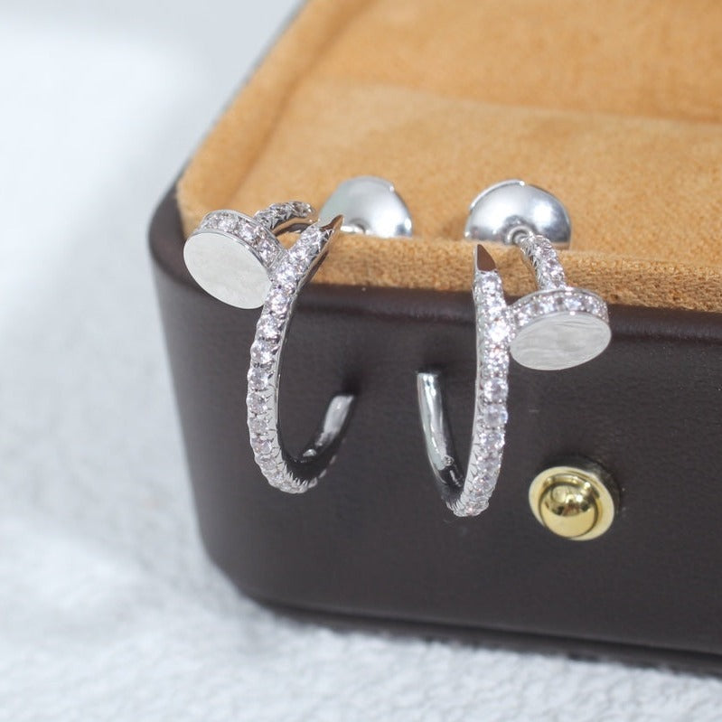 [Elitejewels]JUSTE EARRINGS 12.75MM SILVER DIAMOND