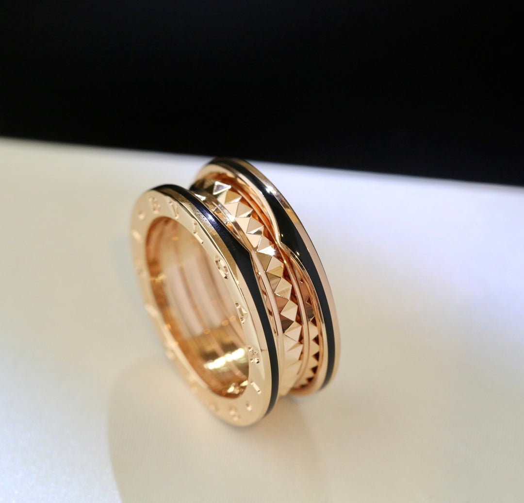 [Elitejewels]ZERO 1 ROSA GOLD SCHWARZER KERAMIKRING