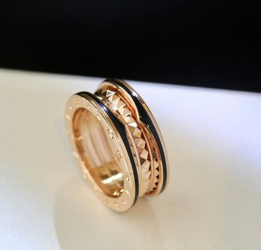 [Elitejewels]ZERO 1 PINK GOLD BLACK CERAMIC RING