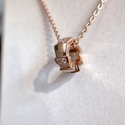 [Elitejewels]SERPENTI PEDANT DIAMOND PINK GOLD NECKLACE